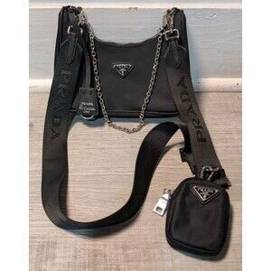 PRADA Re-Edition 2005 Crossbody Purse Small Nylon Bag Black